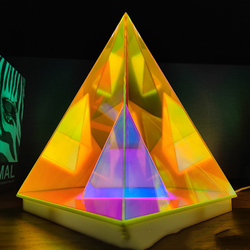 Pyramid table lamp - creative night light for living room and bedroom