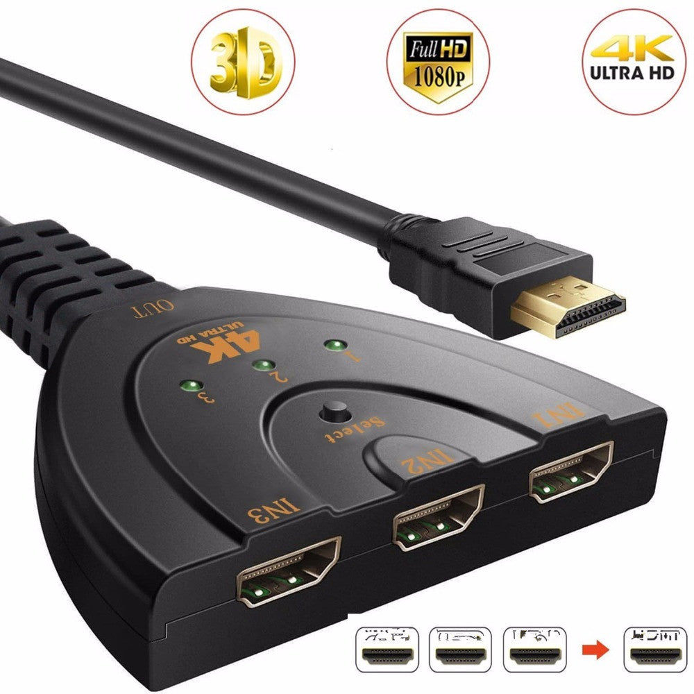 3 Port 4K HDMI Switch - Brillantes Umschalten für Ihr Entertainment-Setup