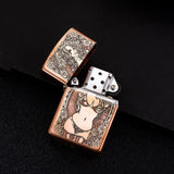 Skull Beauty Copper Shell Kerosene Lighter