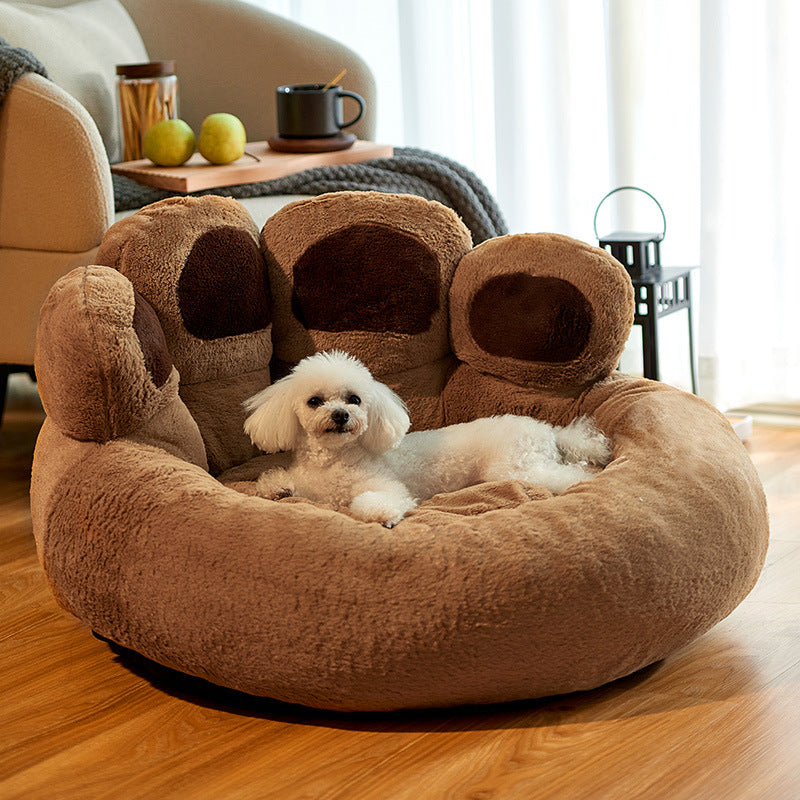 Plush Bear Paw Pet Bed - Sleep soundly in luxury and comfort