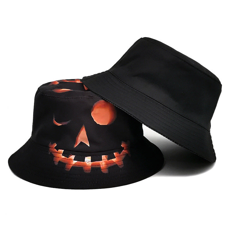 Creative Halloween pumpkin grimace print sun protection fishing hat