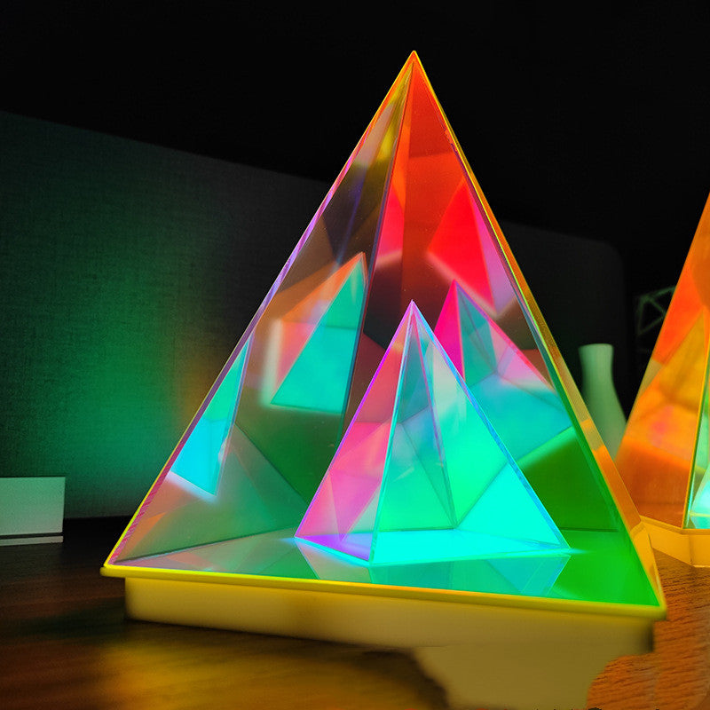 Pyramid table lamp - creative night light for living room and bedroom