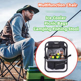 Multifunctional outdoor folding chair with cooler bag