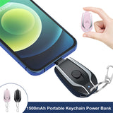 1500mAh Mini Emergency Pod Keychain Charger with Type-C Ultra Compact Mini Battery Pack Fast Charge Backup Power Bank