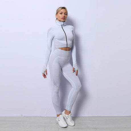 3-teiliges Yoga Set - Nahtloses Sportset für Damen: Leggings, Crop Top und Sport-BH - Für Fitness und Gym