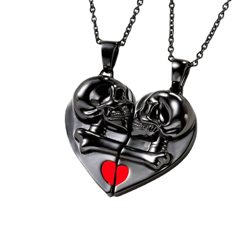 Punk Retro Skull Pendant - Halloween Heart Design Necklace: Love at first sight!