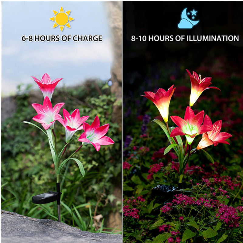 Solar Lily Flower Lights - LED Solar Garden Light Lawn Light Landscape Light Waterproof Flower Light