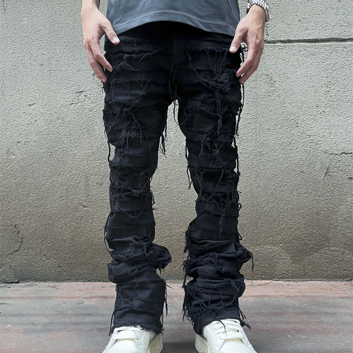 Hip-Hop High Street Micro-ripped Jeans für Herren