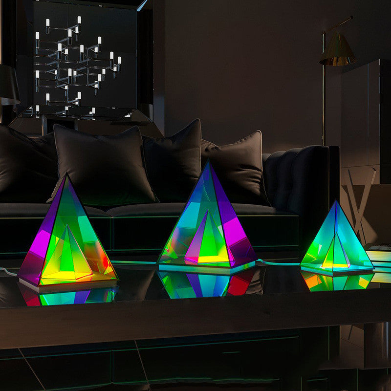 Pyramid table lamp - creative night light for living room and bedroom