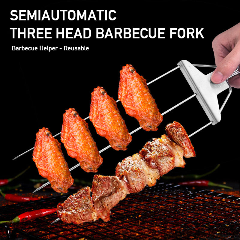 NEW THREE-PRONINE BARBECUE SKEWER! Perfect for all grill lovers!