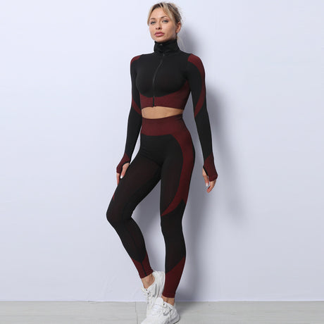 3-teiliges Yoga Set - Nahtloses Sportset für Damen: Leggings, Crop Top und Sport-BH - Für Fitness und Gym