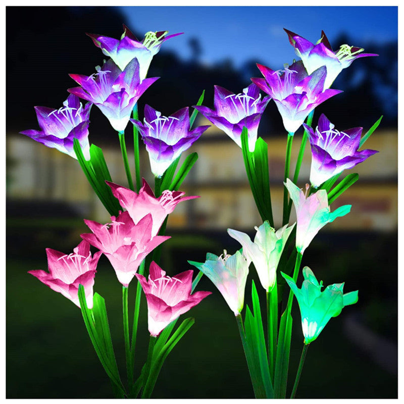 Solar Lily Flower Lights - LED Solar Garden Light Lawn Light Landscape Light Waterproof Flower Light